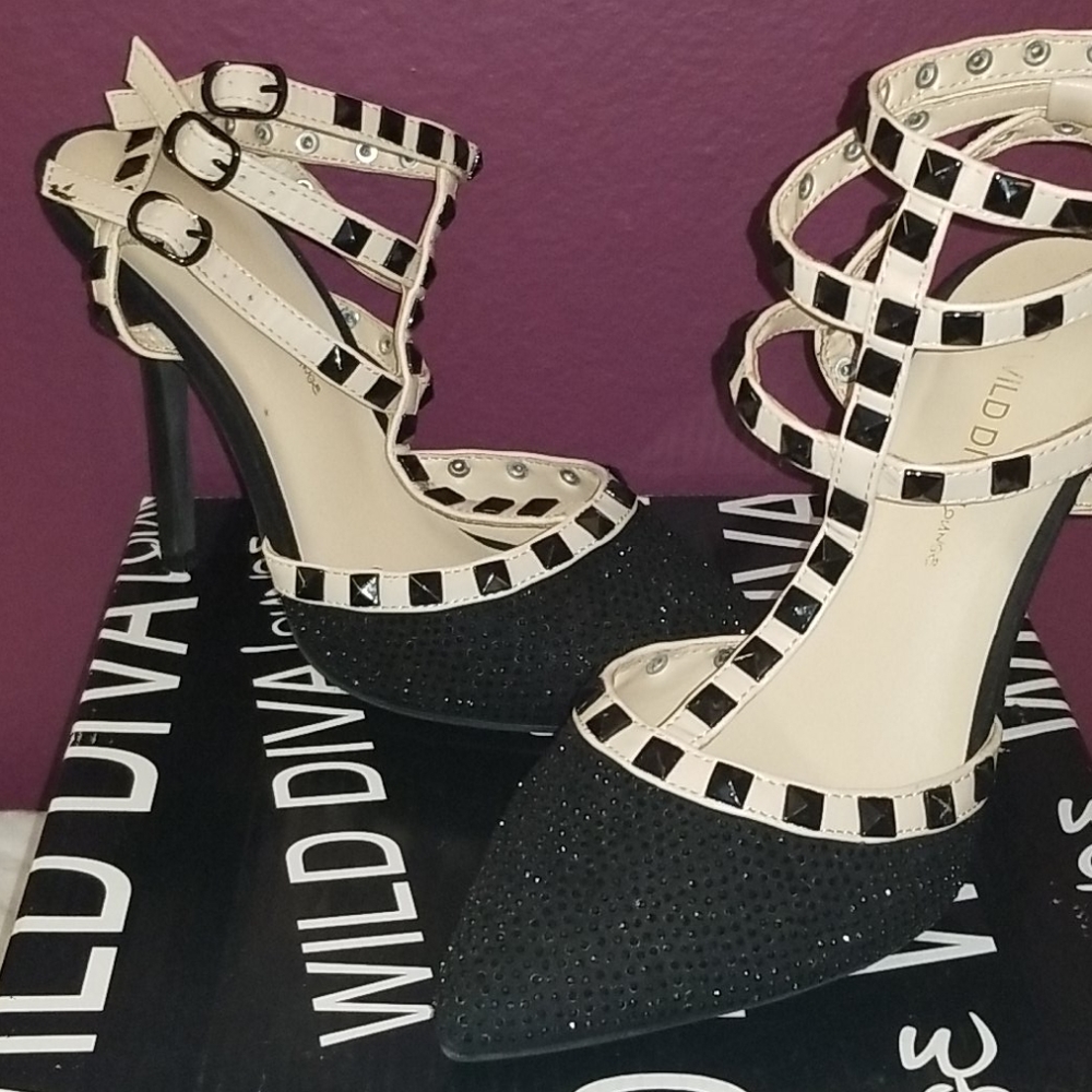 Black studded heels